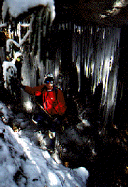 Harry Darrell in the icy entrance of Lockwood Cave